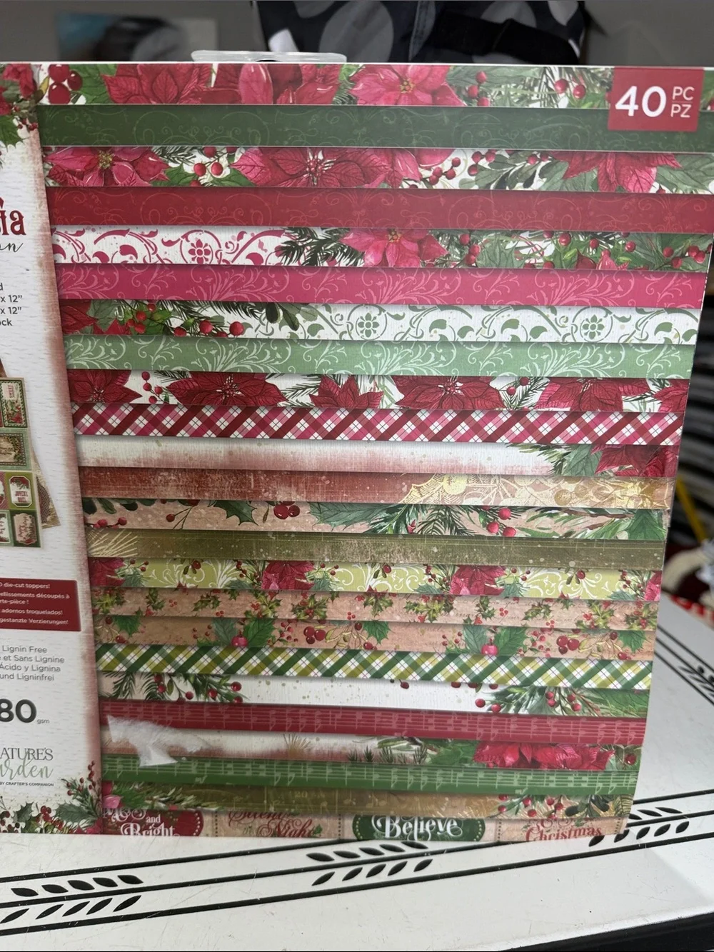 Crafters Companion Poinsettia Perfection Holiday Paper Pad with Die-cut Toppers